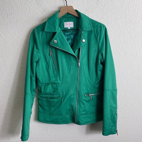 Laundry by Shelli Segal Green Moto Jacket – Size Medium - Picture 3 of 9